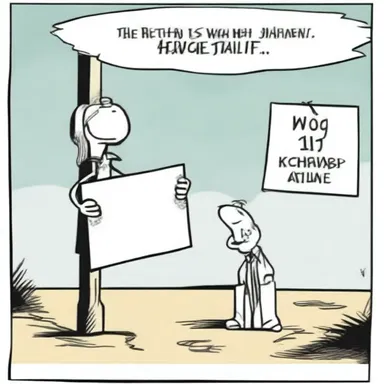 In the comic strip, the character used a peg to hold up a hanging sign.