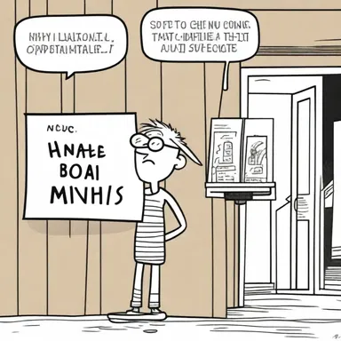 In the comic strip, the character used a peg to hold up a hanging sign.