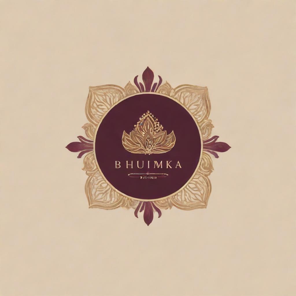 A highly classy designer boutique logo named 'Bhumika Styling', featuring subtle Indian elements.