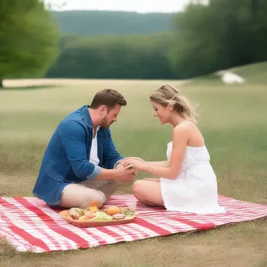 The couple's romantic date was interrupted by a strong crosswind, making it difficult to enjoy their outdoor picnic.