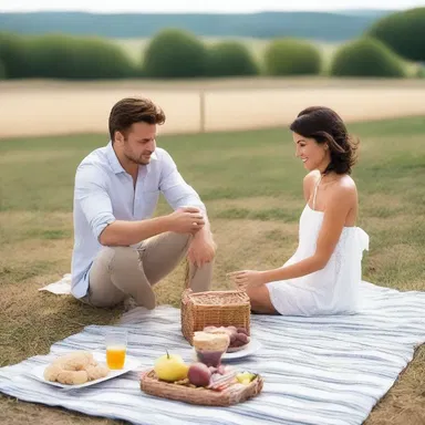 The couple's romantic date was interrupted by a strong crosswind, making it difficult to enjoy their outdoor picnic.