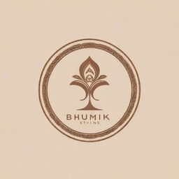 A highly classy designer boutique logo named 'Bhumika Styling', featuring subtle Indian elements.