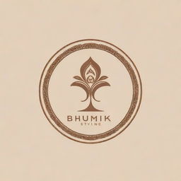 A highly classy designer boutique logo named 'Bhumika Styling', featuring subtle Indian elements.