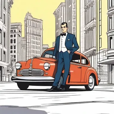 In the comic strip, the character's loyal butler would often drive him around the city.