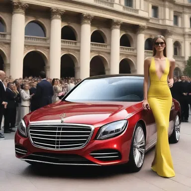 In the latest fashion show, the renowned model was driven around in a luxurious car to make a grand entrance.