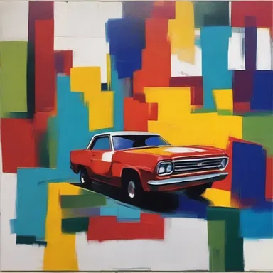 The abstract painting portrayed the feeling of drive around, with bold strokes and vibrant colors representing the aimlessness of the journey.