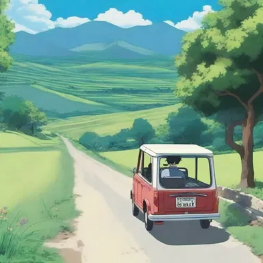 In the anime series, the main character often goes on long drives around the countryside to clear their mind and find inspiration for their artwork.