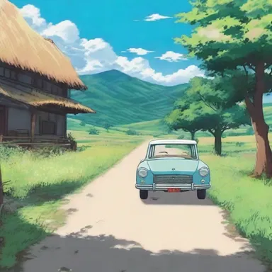In the anime series, the main character often goes on long drives around the countryside to clear their mind and find inspiration for their artwork.