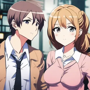 The shy and coy protagonist in the romantic anime series always blushes and avoids eye contact when approached by her love interest.