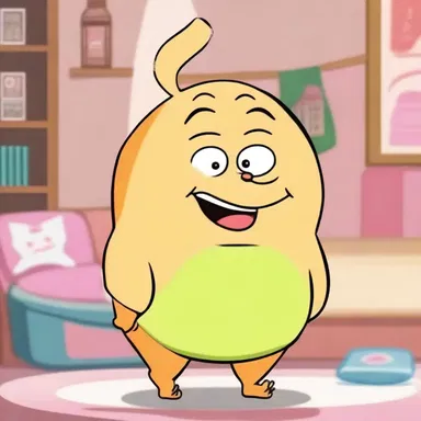 The cartoon character's coy behavior added an endearing charm to the show.