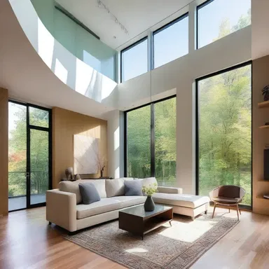 The architect's design incorporated large windows on the upper floors to shoot down more natural light into the living spaces.