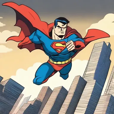 In the animated series, the superhero shoots down from the sky to rescue innocent civilians from imminent danger.