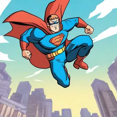 In the animated series, the superhero shoots down from the sky to rescue innocent civilians from imminent danger.