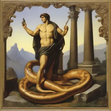 In Greek mythology, the god Apollo shot down the giant serpent Python to protect the Oracle of Delphi.