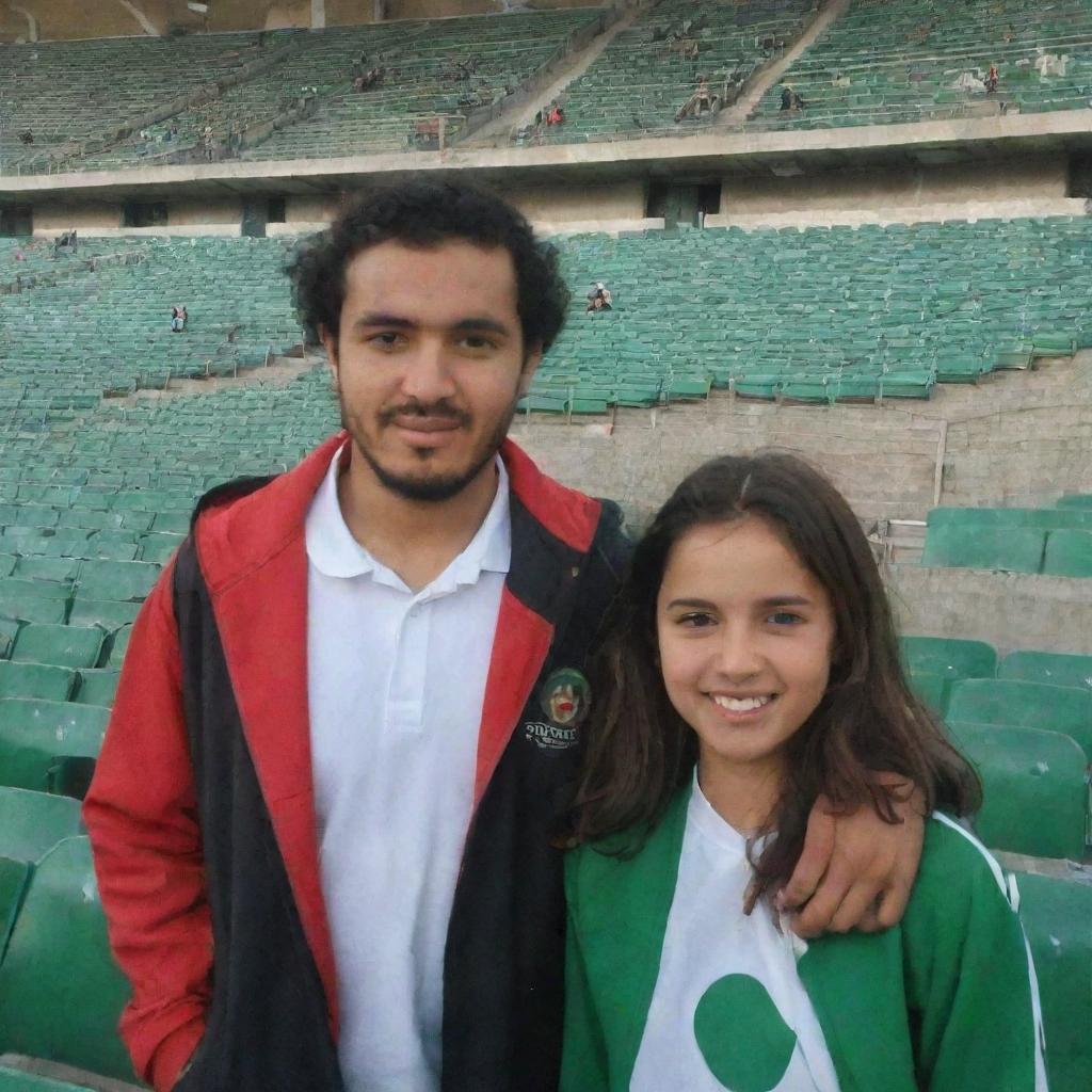 A man named Hussein and a girl named Fatima in the Algerian football stadium.