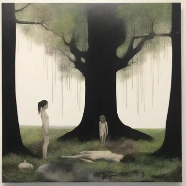 The artist's painting portrayed a sense of disconnectedness between humans and nature.