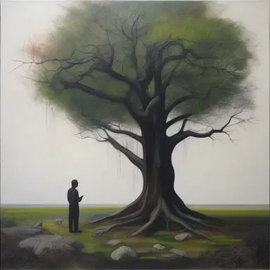 The artist's painting portrayed a sense of disconnectedness between humans and nature.