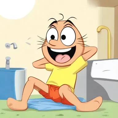 The cartoon character couldn't resist scratching himself due to the intense itching he felt.