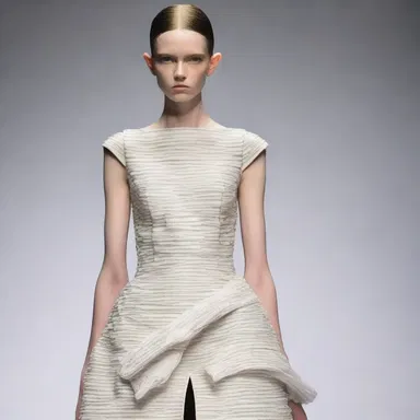 The fashion designer created a unique dress with a textured fabric that represented the sensation of itching.