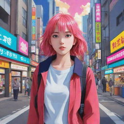 Convert a real-life video scene into a vibrant, colorful, and detailed anime-style illustration.