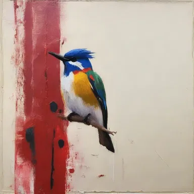 The artist used stubby brush strokes to create a unique texture in the painting.