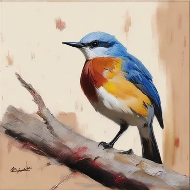 The artist used stubby brush strokes to create a unique texture in the painting.