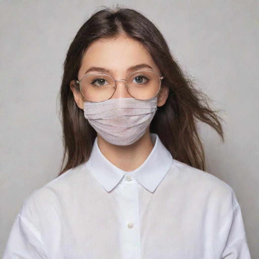 An image of a girl with her face covered, wearing stylish glasses