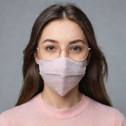 An image of a girl with her face covered, wearing stylish glasses