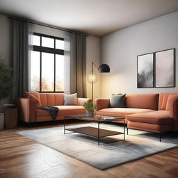 An image showcasing a beautifully refurnished living room