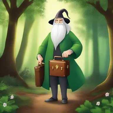 In the enchanted forest, the wizard carried an attache case that was filled with magical potions.