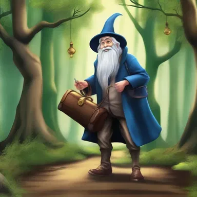 In the enchanted forest, the wizard carried an attache case that was filled with magical potions.
