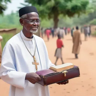 The priest carried his holy scriptures in an attache case as he traveled to different villages to spread the word of God.