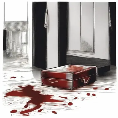 As the detective investigated the crime scene, he discovered a blood-stained attache case that sent shivers down his spine.