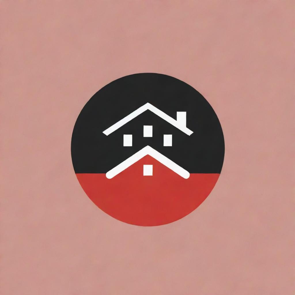 Minimalistic black and red themed Instagram highlight cover photo symbolizing home. The image is round, stylish, and captivating.