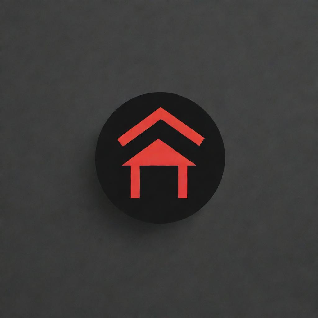 Minimalistic black and red themed Instagram highlight cover photo symbolizing home. The image is round, stylish, and captivating.