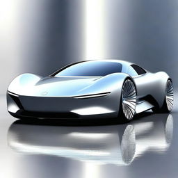 A high-quality digital art image of a sleek, silver sports car