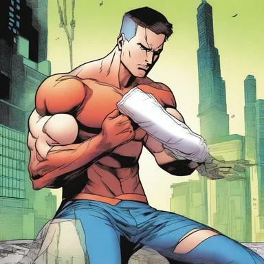 In the latest issue of the superhero comic, the protagonist used a four-tailed bandage to securely wrap a wounded civilian's arm.