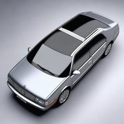 A high-quality digital art image of a saloon car, rendered in a reasonably realistic style, set against a plain grey background