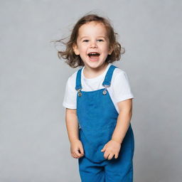 Portrait of a joyful child wearing simple, affordable clothes.