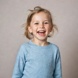 Portrait of a joyful child wearing simple, affordable clothes.