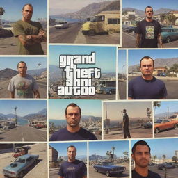 An Instagram page interface for Michael De Santa from Grand Theft Auto V. The page has his profile photo and images showcasing scenes of his daily life and his adventures in Los Santos in Grand Theft Auto style.