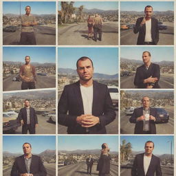 An Instagram page interface for Michael De Santa from Grand Theft Auto V. The page has his profile photo and images showcasing scenes of his daily life and his adventures in Los Santos in Grand Theft Auto style.