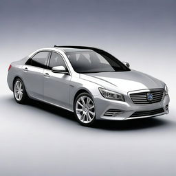 This is a high-quality digital art image of a modern saloon car, rendered in a reasonably realistic style