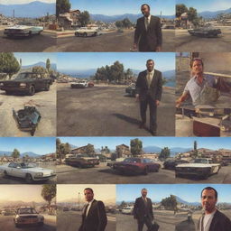 An Instagram page interface for Michael De Santa from Grand Theft Auto V. The page has his profile photo and images showcasing scenes of his daily life and his adventures in Los Santos in Grand Theft Auto style.