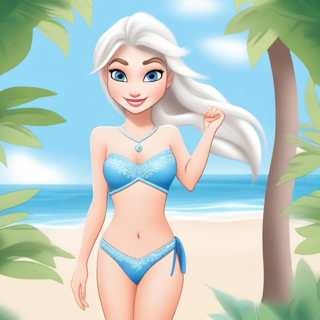 A high-quality digital art image showing Elsa from Disney's Frozen