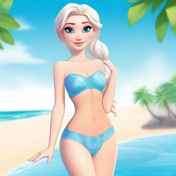 A high-quality digital art image showing Elsa from Disney's Frozen