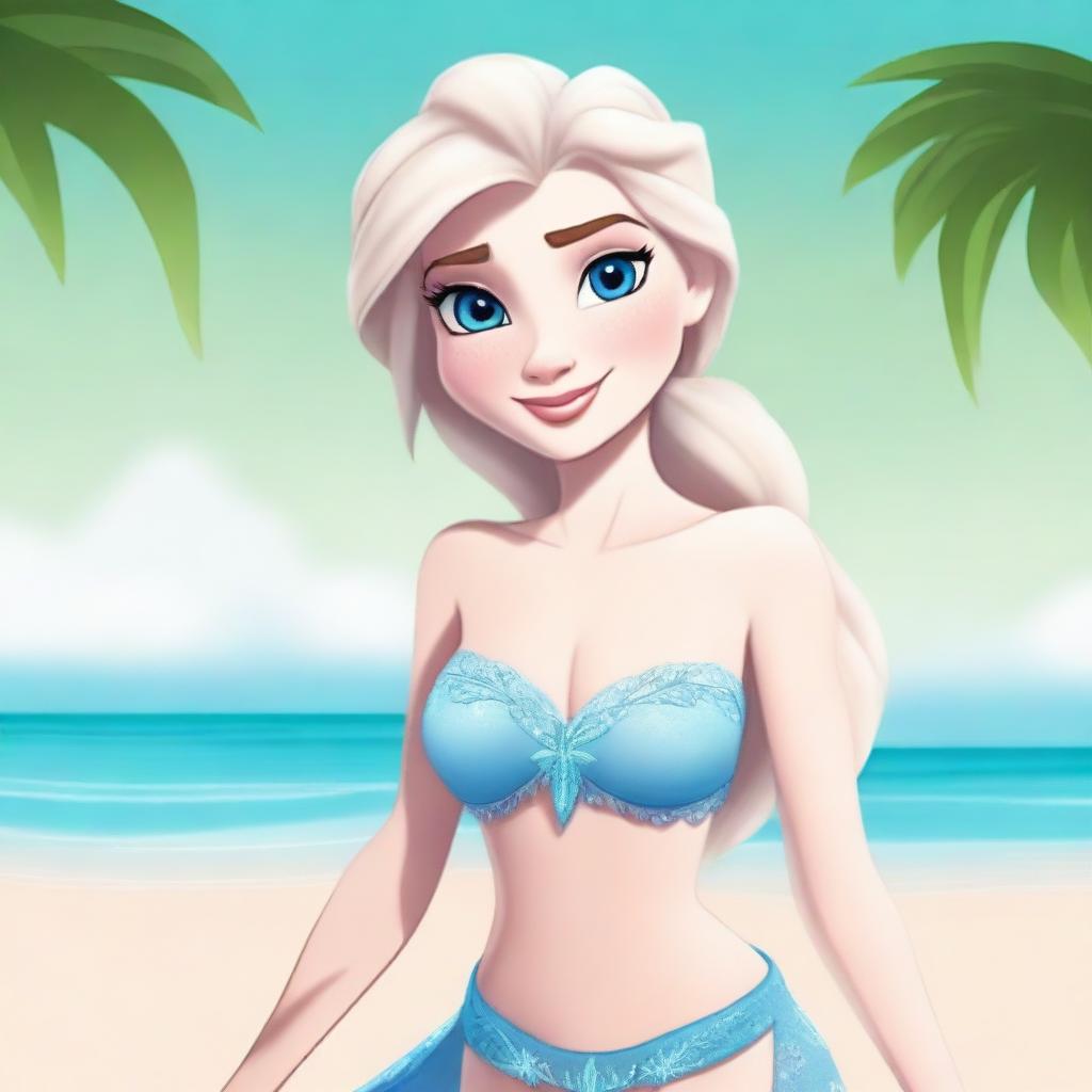 A high-quality digital art image showing Elsa from Disney's Frozen