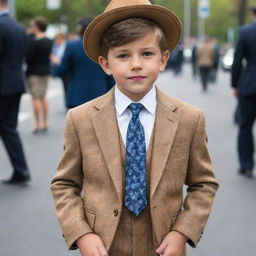 A youngster dressed in stylish, high-quality clothing worth $100.