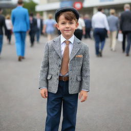 A youngster dressed in stylish, high-quality clothing worth $100.