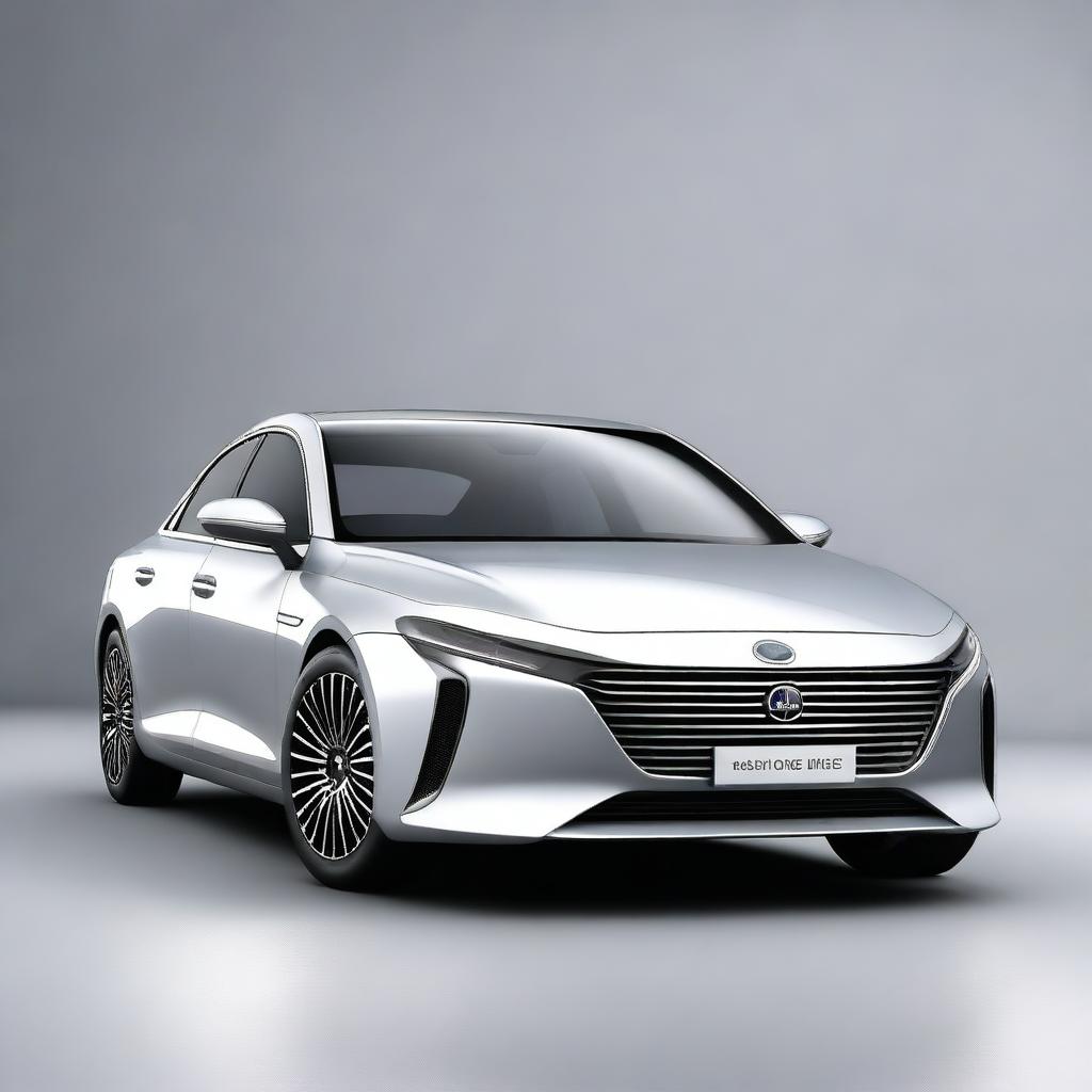 A high-quality digital art image of a modern, hydrogen-powered saloon car with four doors